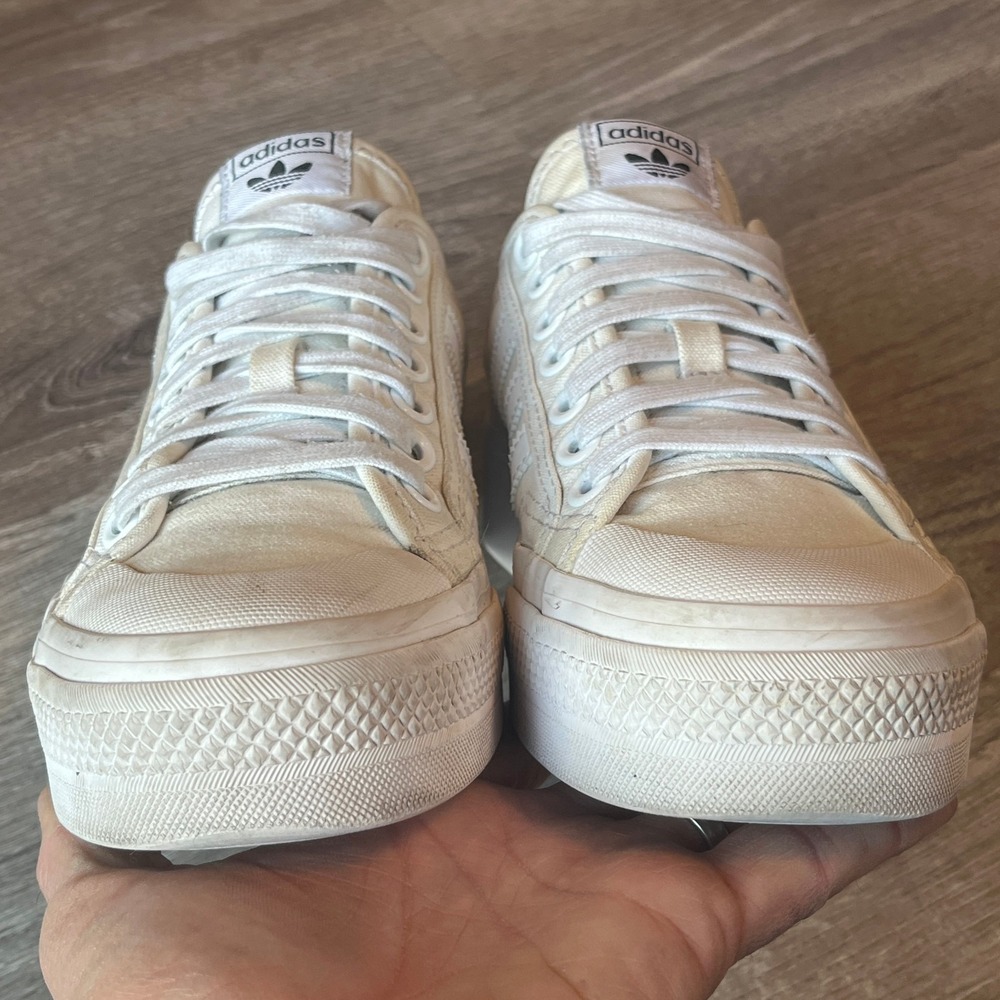 Adidas Nizza Platform Low Sneakers‎ Triple White Womens 8 UK 6.5 EU 40 - Picture 5 of 10